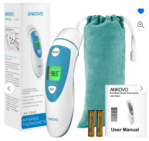 ANKOVO Digital Infrared Forehead and Ear Thermometer, Non-Contact